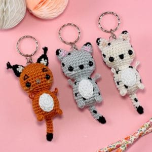 Porte-clés animaux au crochet – RÉSERVÉ pour Tiffany