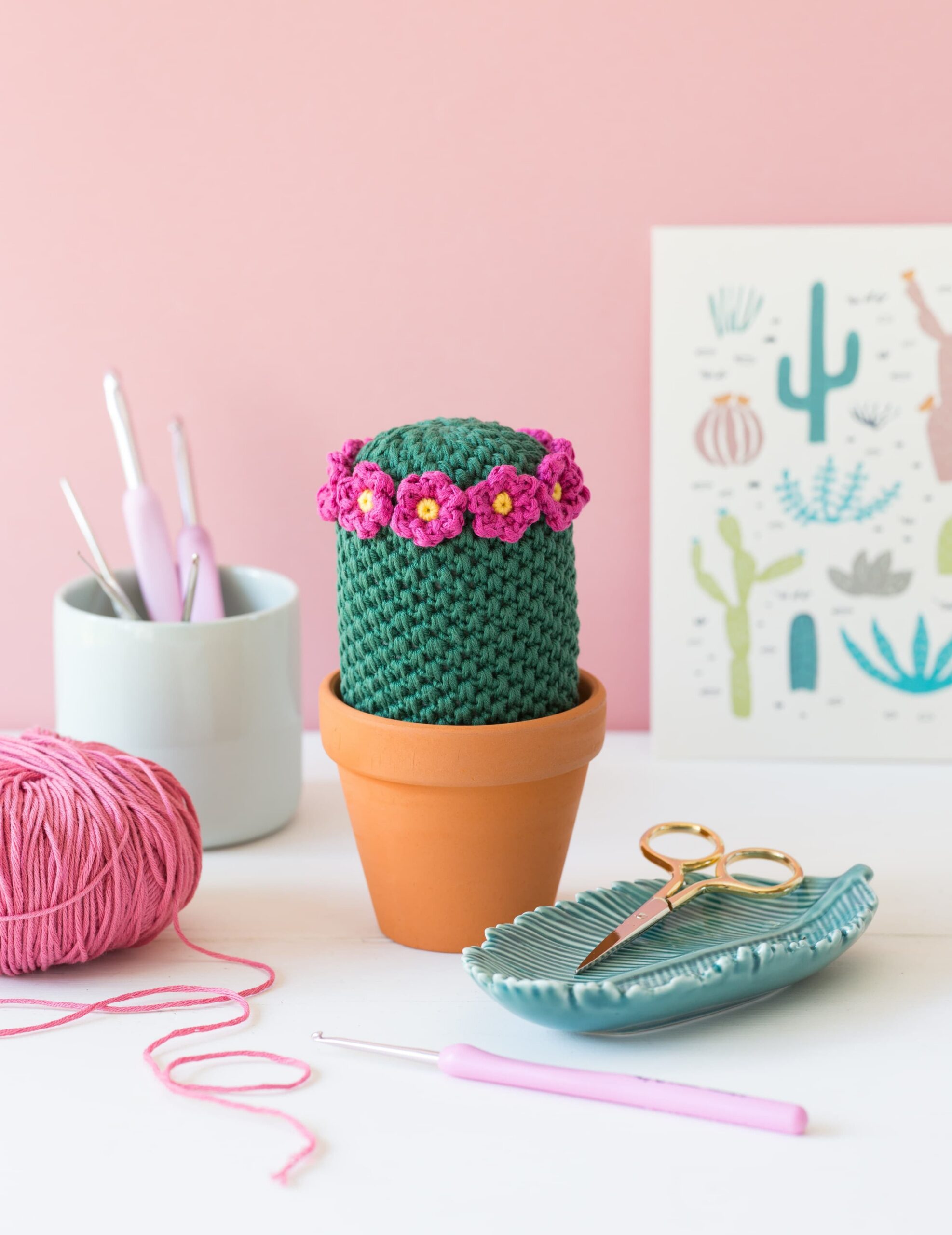 Cactus fleuri au crochet