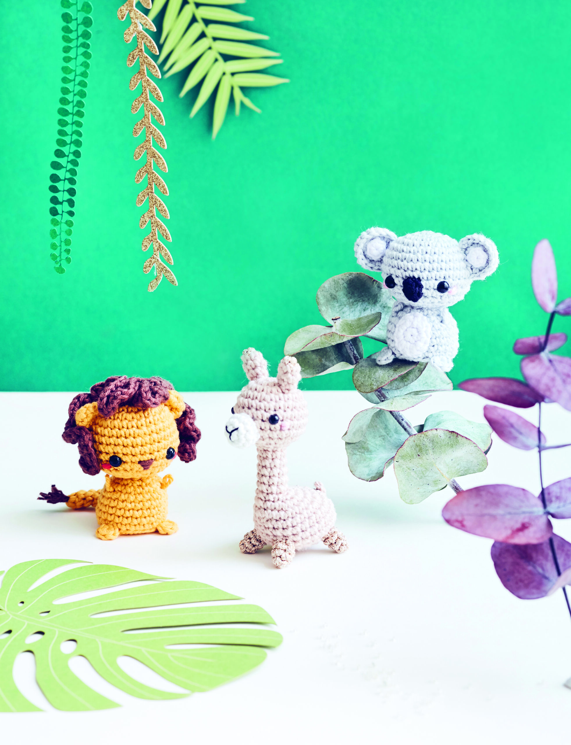 Mini Lion, lama et koala au crochet