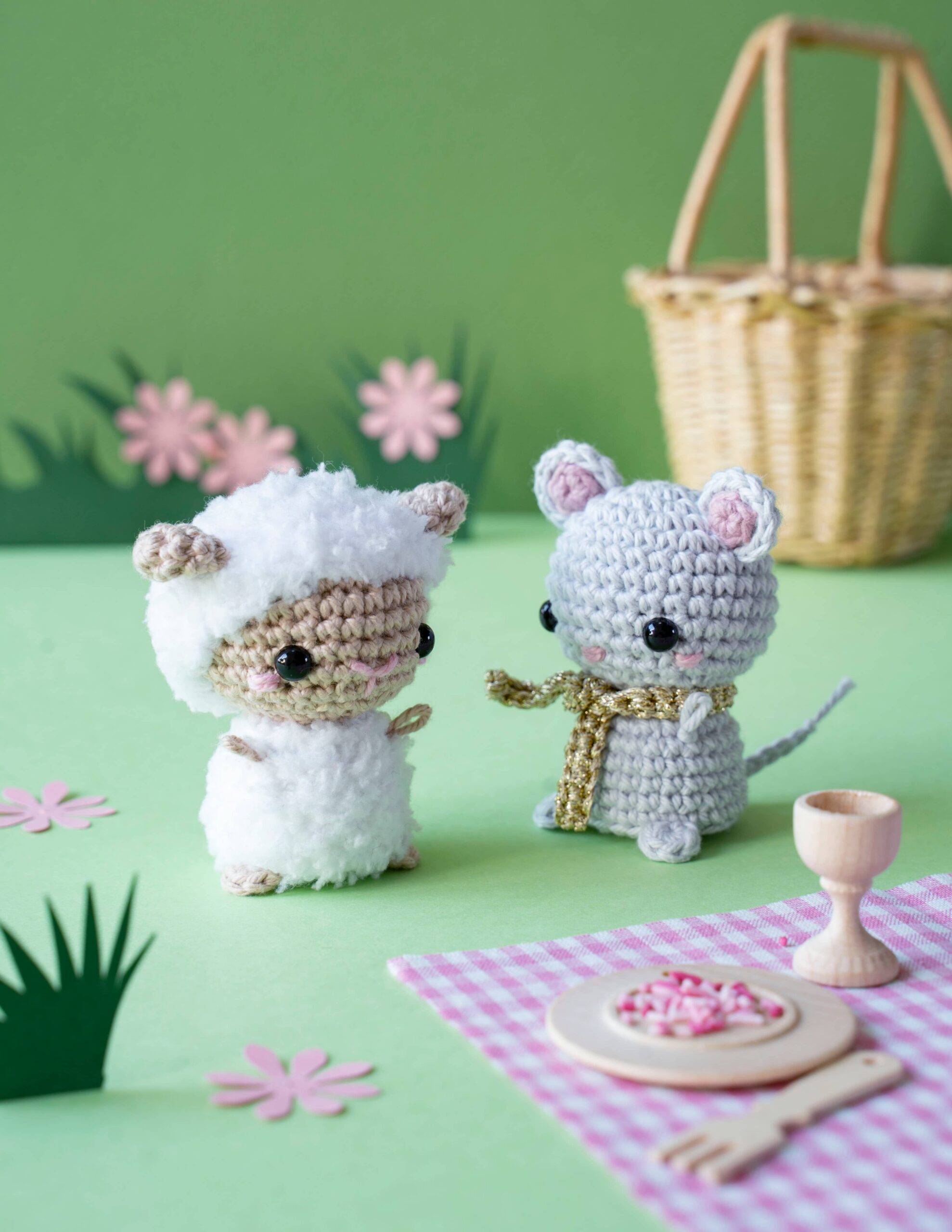 mini agneau et souris au crochet