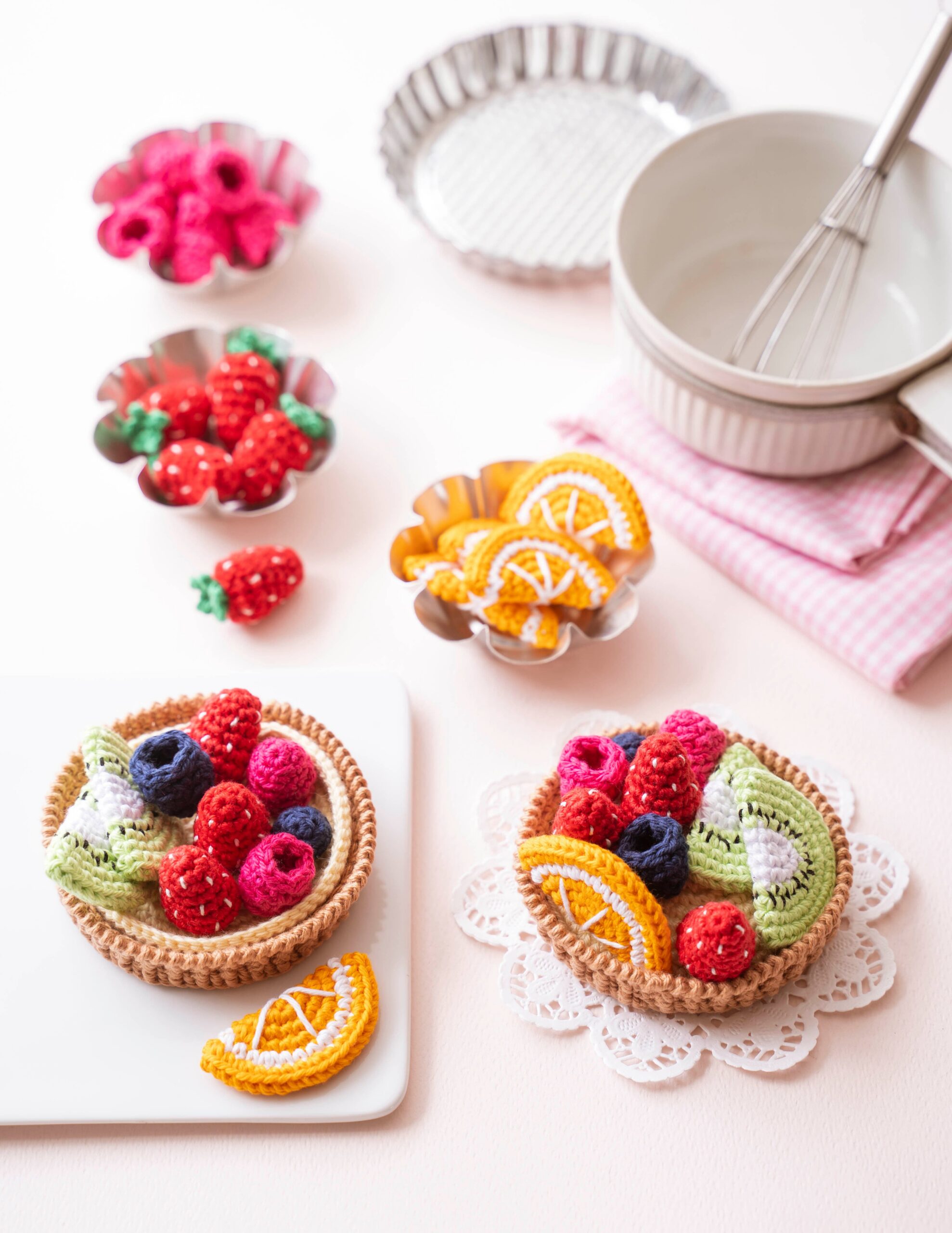 Tartes aux fruits au crochet